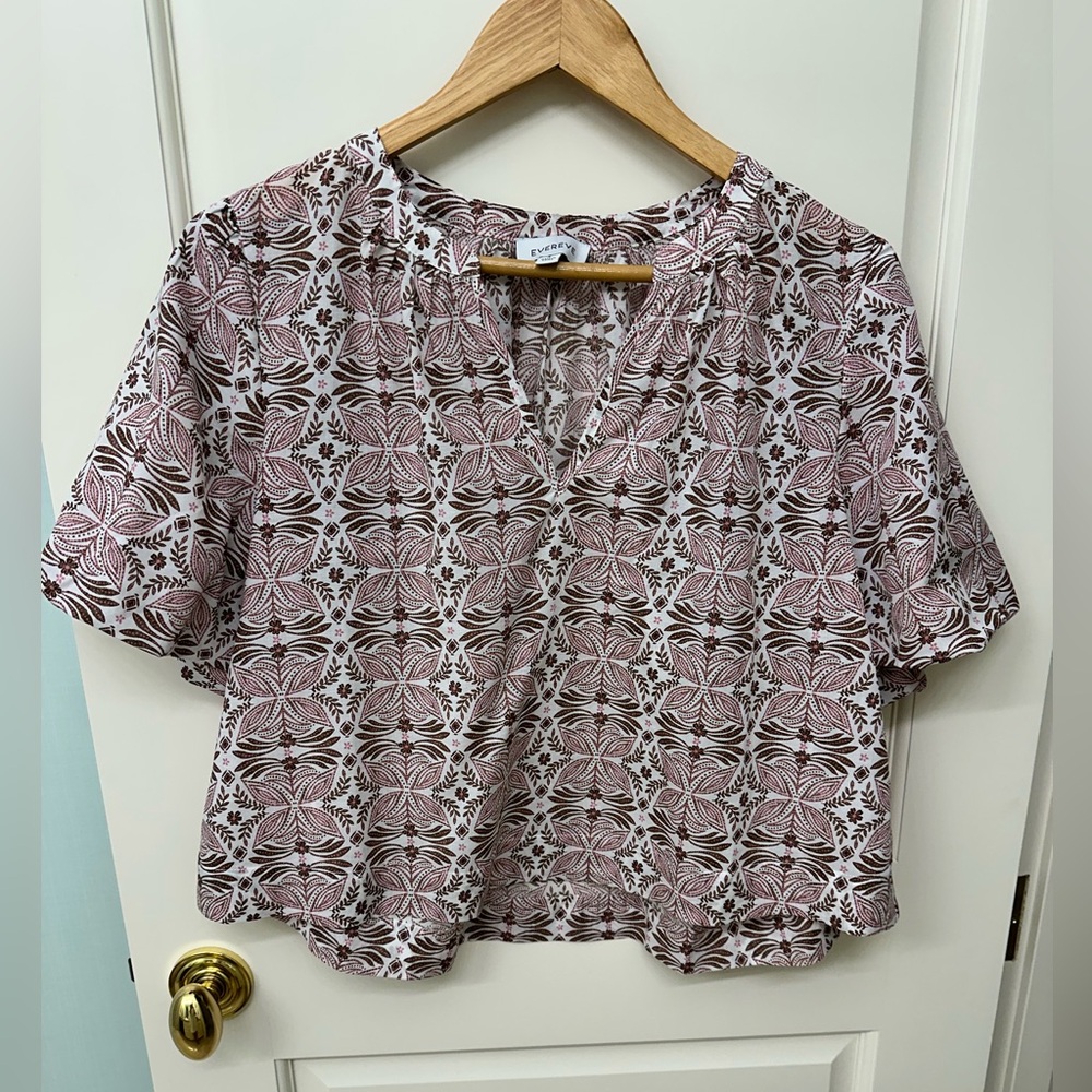 Evereve Floral Patterned Women's Top, Puff Sleeve, size S, worn once, EUC